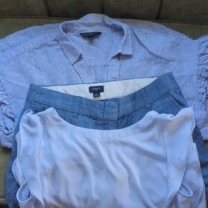 Banana Republic Blue and White Striped Blouse